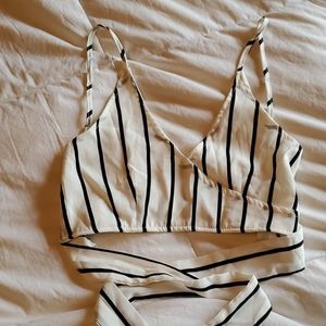 Black and white striped crop top